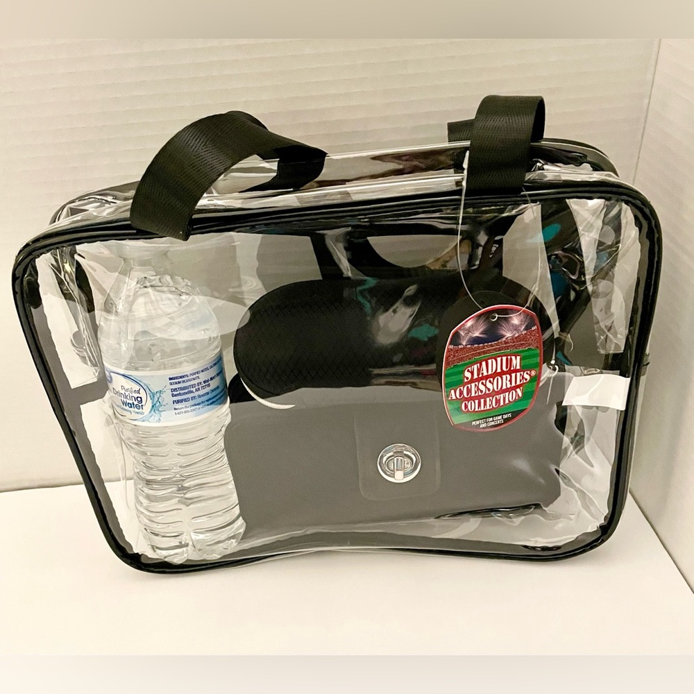 Large Clear Stadium/Concert/Festival Tote Bag with Black Trim NWT - Picture 3 of 10